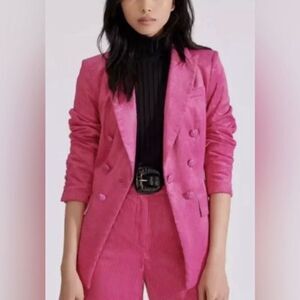 Veronica Beard Gaya Blazer Corduroy Miller Hot Pink Collared Size 2 Jacket